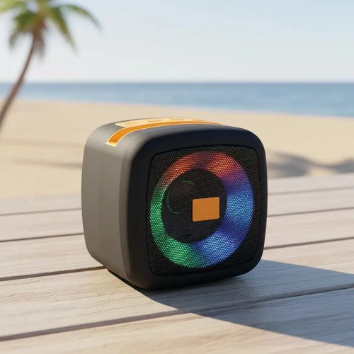 Parlante Bluetooth T&g Tg-359 Mini Cubo Luces Led Rgb Soporte Celular 7w Azul Marino - Imagen 2