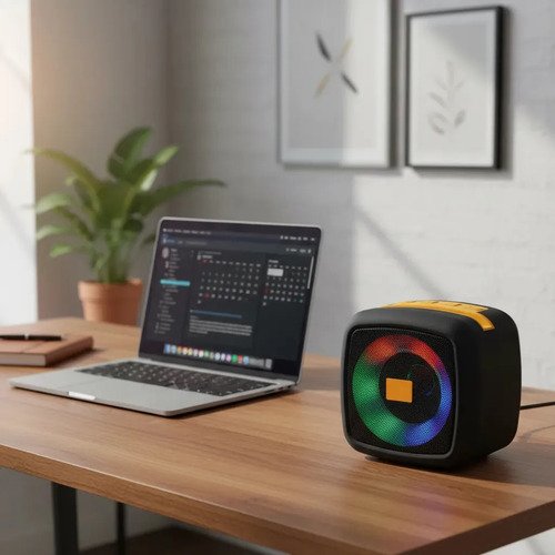 Parlante Bluetooth T&g Tg-359 Mini Cubo Luces Led Rgb Soporte Celular 7w Azul Marino - Imagen 3