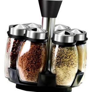 Set Especiero Condimentero 6 Frascos Giratorio 360 Premium Color Unico